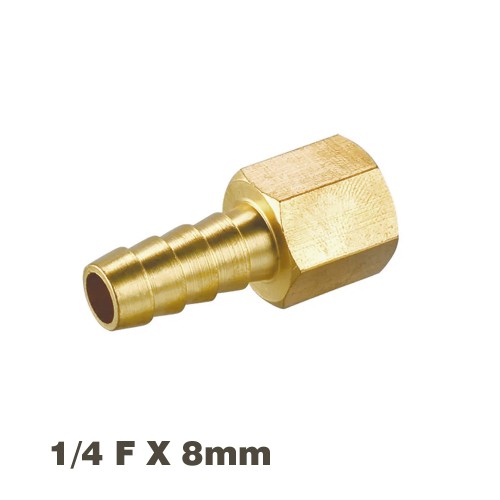 HOSE TAIL CONNECTOR BRASS 1/4F X 8MM