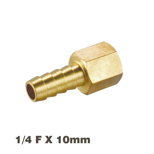 HOSE TAIL CONNECTOR BRASS 1/4F X 10MM