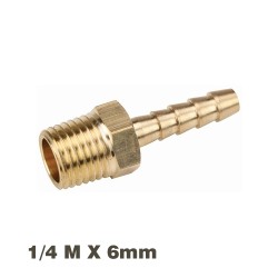 HOSE TAIL CONNECTOR BRASS 1/4M X 6MM HOSE TAIL CONNECTOR BRASS 1/4M X 6MM