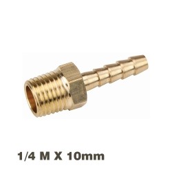 HOSE TAIL CONNECTOR BRASS 1/4M X 10MM HOSE TAIL CONNECTOR BRASS 1/4M X 10MM