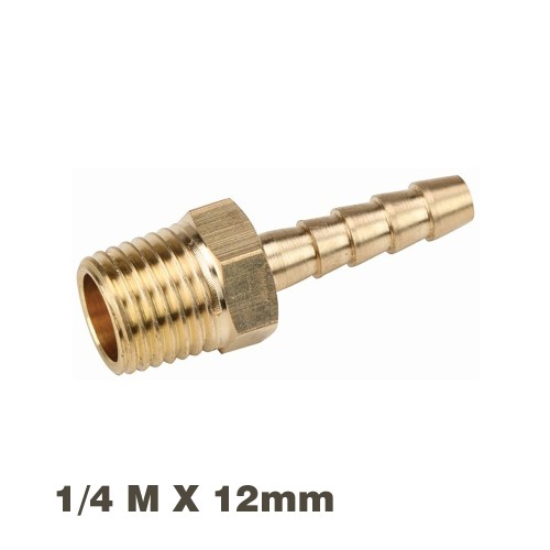 HOSE CONNECTOR BRASS 1/4MX12MM