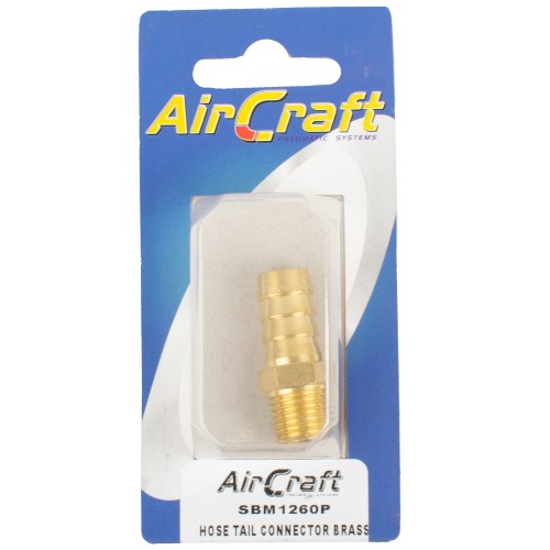 HOSE TAIL CONNECTOR BRASS 1/4MX12MM 1PC PACK
