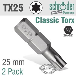 TORX TX25 CLASSIC BIT 25MM 2CD TORX TX25 CLASSIC BIT 25MM 2CD