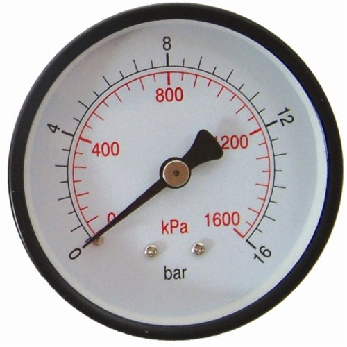 PRESS. GAUGE 63MM REAR FIT 1/4"0-16BAR 0-1600KPA