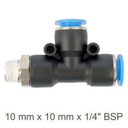 PU HOSE FITTING TEE 10MM X 10MM X 1/4"M PU HOSE FITTING TEE 10MM X 10MM X 1/4"M