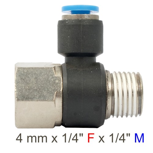 PU HOSE FITTING TEE 4MM X 1/4"F X 1/4"M