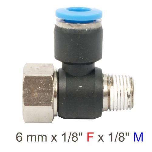 PU HOSE FITTING TEE 6MM X 1/8"F X 1/8"M
