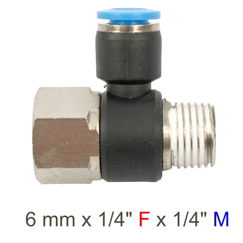 PU HOSE FITTING TEE 6MM X 1/4"F X 1/4"M