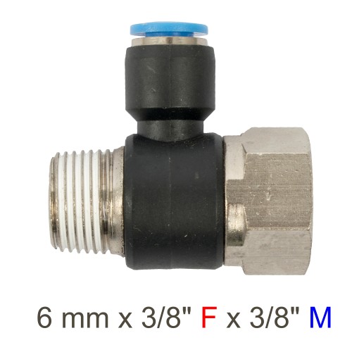 PU HOSE FITTING TEE 6MM X 3/8"F X 3/8"M