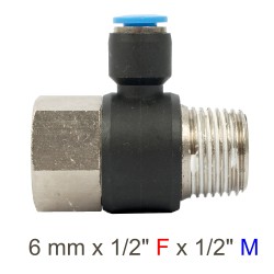 PU HOSE FITTING TEE 6MM X 1/2"F X 1/2"M PU HOSE FITTING TEE 6MM X 1/2"F X 1/2"M