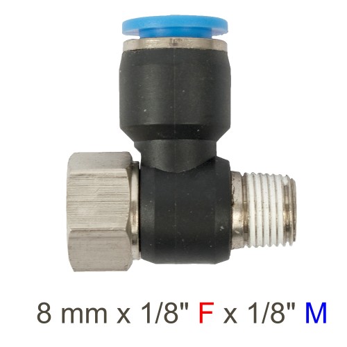 PU HOSE FITTING TEE 8MM X 1/8"F X 1/8"M