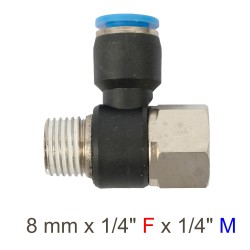 PU HOSE FITTING TEE 8MM X 1/4"F X 1/4"M PU HOSE FITTING TEE 8MM X 1/4"F X 1/4"M