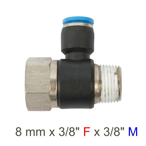 PU HOSE FITTING TEE 8MM X 3/8"F X 3/8"M