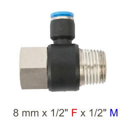 PU HOSE FITTING TEE 8MM X 1/2"F X 1/2"M PU HOSE FITTING TEE 8MM X 1/2"F X 1/2"M