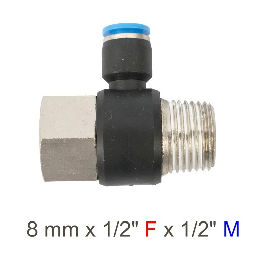 PU HOSE FITTING TEE 8MM X 1/2"F X 1/2"M