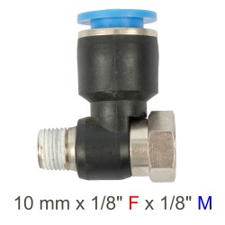 PU HOSE FITTING TEE 10MM X 1/8"F X 1/8"M PU HOSE FITTING TEE 10MM X 1/8"F X 1/8"M