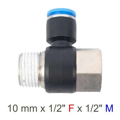 PU HOSE FITTING TEE 10MM X 1/2"F X 1/2"M