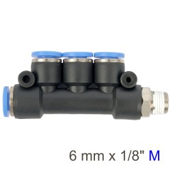 PU HOSE FITTING MANIFOLD 4 X 6MM PORT X 1/8"M PU HOSE FITTING MANIFOLD 4 X 6MM PORT X 1/8"M