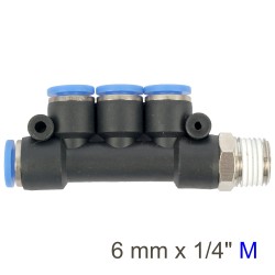 PU HOSE FITTING MANIFOLD 4 X 6MM PORT X 1/4"M PU HOSE FITTING MANIFOLD 4 X 6MM PORT X 1/4"M