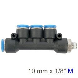 PU HOSE FITTING MANIFOLD 4 X 10MM PORT X 1/8"M PU HOSE FITTING MANIFOLD 4 X 10MM PORT X 1/8"M