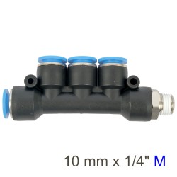 PU HOSE FITTING MANIFOLD 4 X 10MM PORT X 1/4"M PU HOSE FITTING MANIFOLD 4 X 10MM PORT X 1/4"M