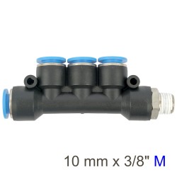 PU HOSE FITTING MANIFOLD 4 X 10MM PORT X 3/8"M PU HOSE FITTING MANIFOLD 4 X 10MM PORT X 3/8"M