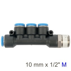 PU HOSE FITTING MANIFOLD 4 X 10MM PORT X 1/2"M PU HOSE FITTING MANIFOLD 4 X 10MM PORT X 1/2"M
