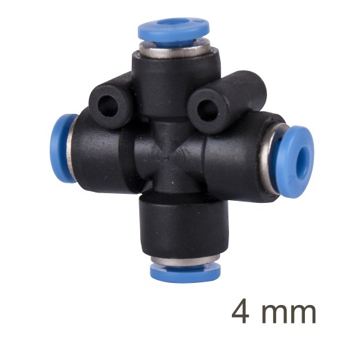PU HOSE FITTING 4 WAY CONNECTOR 4MM
