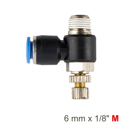 FLOW CONTROL SWIV. ELBOW PU 6MM X 1/8" M