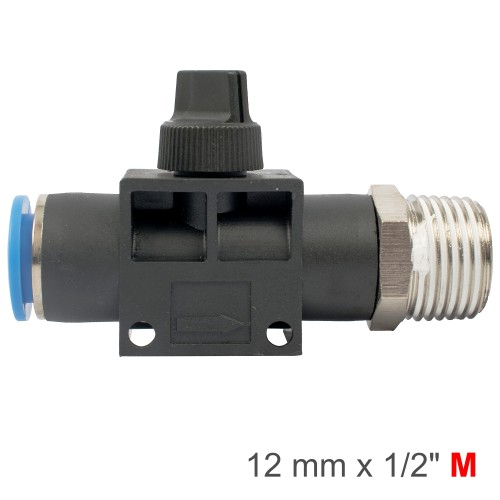PU HOSE FITTING VALVE 12MM X 1/2"M