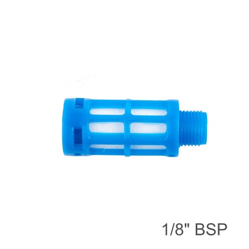PLASTIC BREATHER SILENCER 1/8" M BLUE