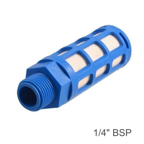 PLASTIC BREATHER SILENCER 1/4" M BLUE