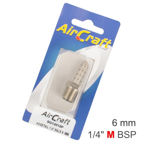 HOSETAIL 1/4"M X 6MM 2PC PACK