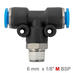 PU HOSE FITTING TEE 6MM-1/8 M PU HOSE FITTING TEE 6MM-1/8 M