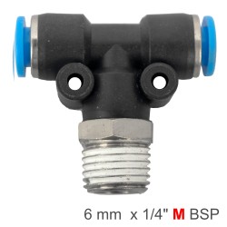 PU HOSE FITTING TEE 6MM-1/4 M PU HOSE FITTING TEE 6MM-1/4 M