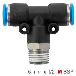 PU HOSE FITTING TEE 6MM-1/2 M PU HOSE FITTING TEE 6MM-1/2 M