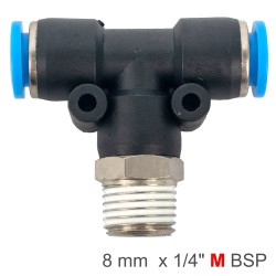 PU HOSE FITTING TEE 8MM-1/4 M PU HOSE FITTING TEE 8MM-1/4 M
