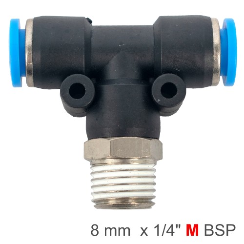 PU HOSE FITTING TEE 8MM-1/4 M