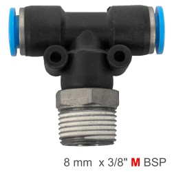 PU HOSE FITTING TEE 8MM-3/8 M