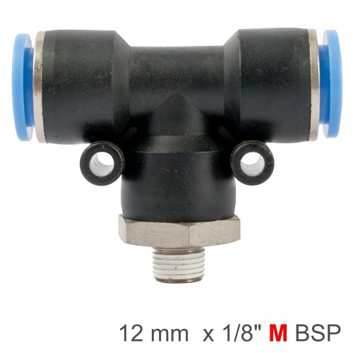 PU HOSE FITTING TEE 12MM-1/8 M