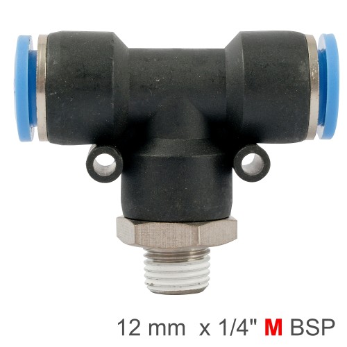 PU HOSE FITTING TEE 12MM-1/4 M