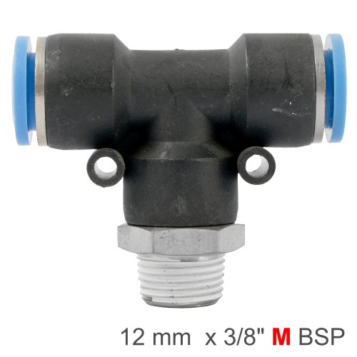 PU HOSE FITTING TEE 12MM-3/8 M