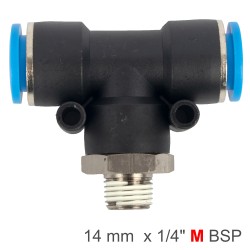 PU HOSE FITTING TEE 14MM-1/4 M PU HOSE FITTING TEE 14MM-1/4 M