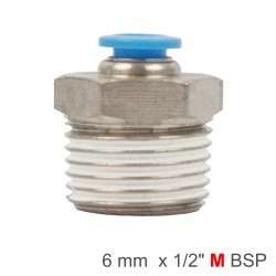 PU HOSE FITTING STRAIGHT STUD 6MM-1/2 M PU HOSE FITTING STRAIGHT STUD 6MM-1/2 M