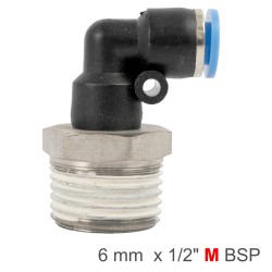 ELBOW 6MM-1/2 M PU HOSE FITTING ELBOW 6MM-1/2 M PU HOSE FITTING