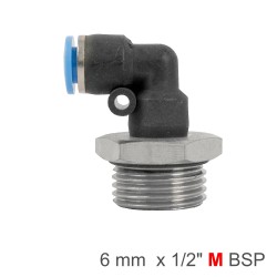 ELBOW W/O-RING 6MM-1/2 M PU HOSE FITTING ELBOW W/O-RING 6MM-1/2 M PU HOSE FITTING