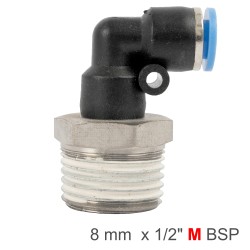 ELBOW 8MM-1/2 M PU HOSE FITTING ELBOW 8MM-1/2 M PU HOSE FITTING