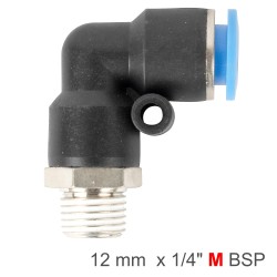 ELBOW 12MM-1/4 M PU HOSE FITTING ELBOW 12MM-1/4 M PU HOSE FITTING