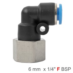 PU HOSE FITTING ELBOW 6MM-1/4 F PU HOSE FITTING ELBOW 6MM-1/4 F