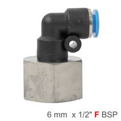 PU HOSE FITTING ELBOW 6MM-1/2 F PU HOSE FITTING ELBOW 6MM-1/2 F